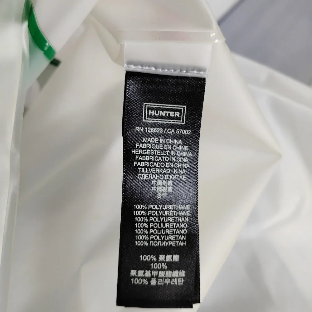 Hunter Original Women Medium White Green Grey Translucent Hooded Raincoat Jacket - Picture 6 of 16